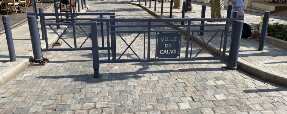 Barrière CALVI Barrières pivotantes à pied embarqué, favorisant la sécurité urbaine et le contrôle d'accès aux espaces publics